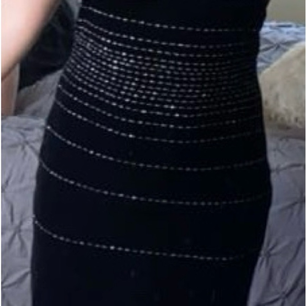Elegant Black and Silver Striped Dress